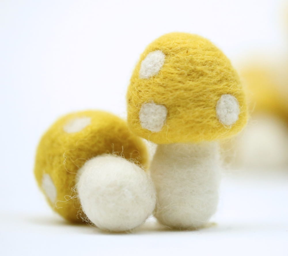 Felted Mushroom Ornament - Sunshine