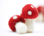 Felted Mushroom Ornament - Strawberry