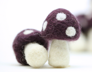 Felted Mushroom Ornament - Plum