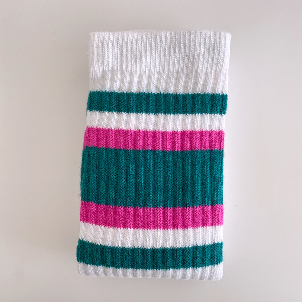 Skater Socks - Teal, Hot Pink